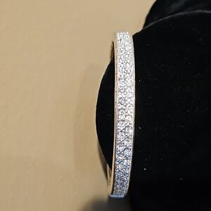 Silvertone rhinestone magnetic closure bracelet